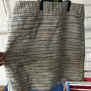 LOFT Textured Striped Mini Skirt - Cream and Blue